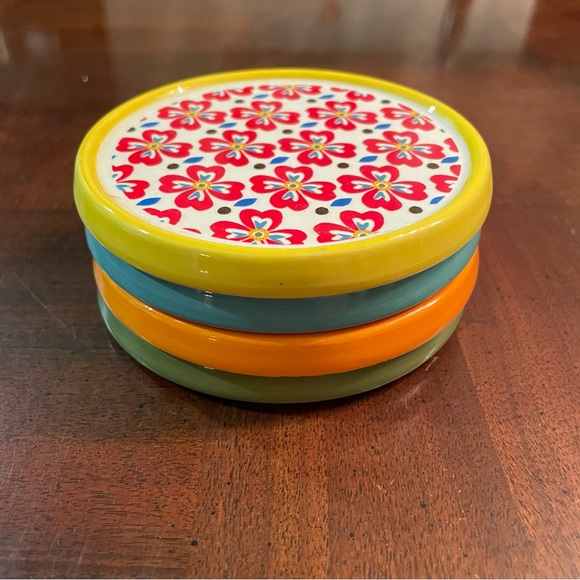 The Pioneer Woman Other - Pioneer Woman Stoneware Flea Market Floral Coasters 4 Jubilee Willow Ros…